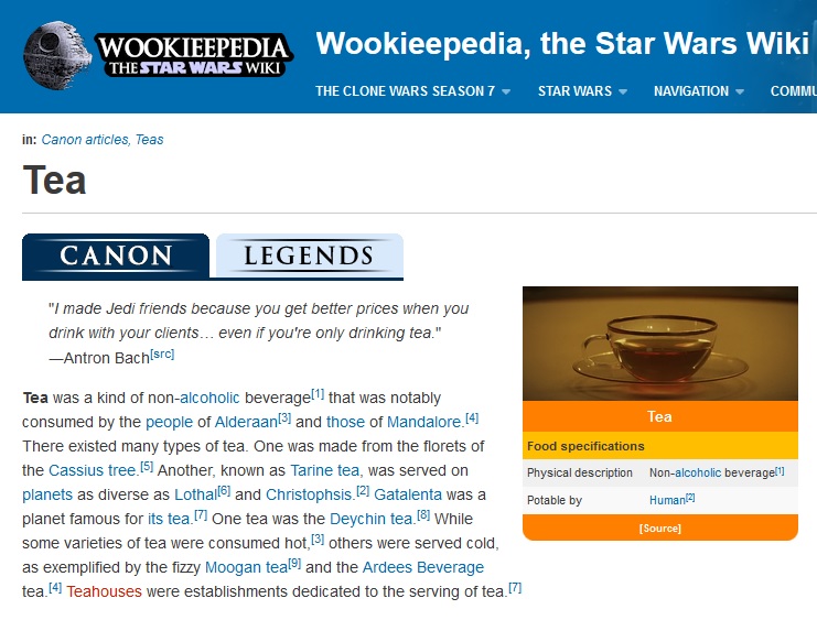 Cassius tea, Wookieepedia